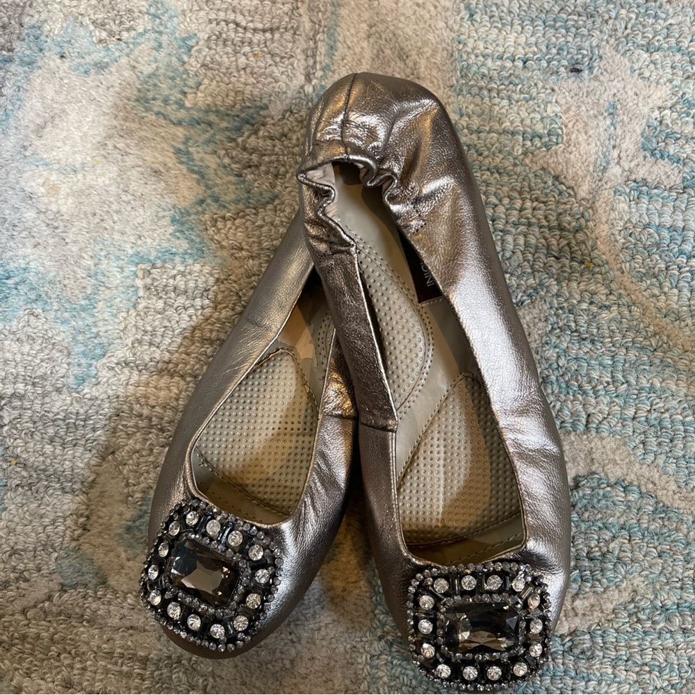 Adrienne Vittadini Silver Embellished Loafers